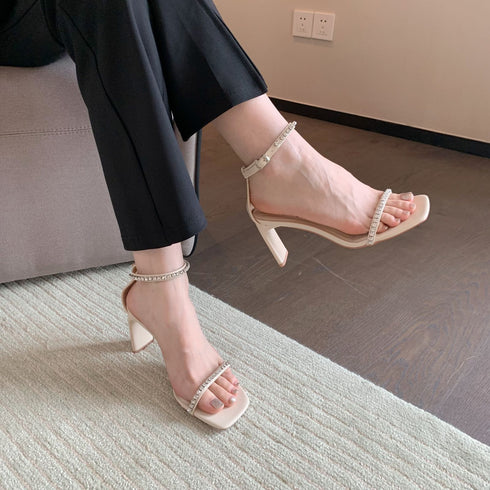 SEXY MM Stone Embellished Strap Heel